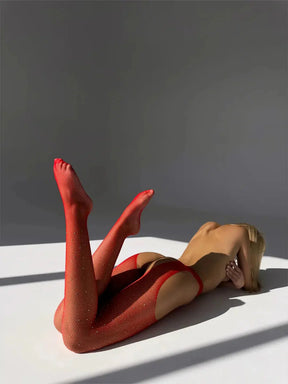Elsa Red Fishnet Stockings