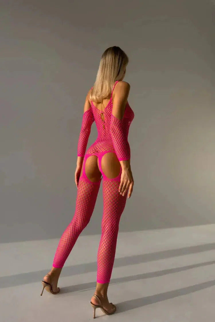 Meia-calça arrastão rosa Roxy